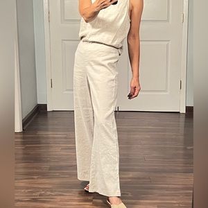 Vintage linen blend wide leg cropped pants